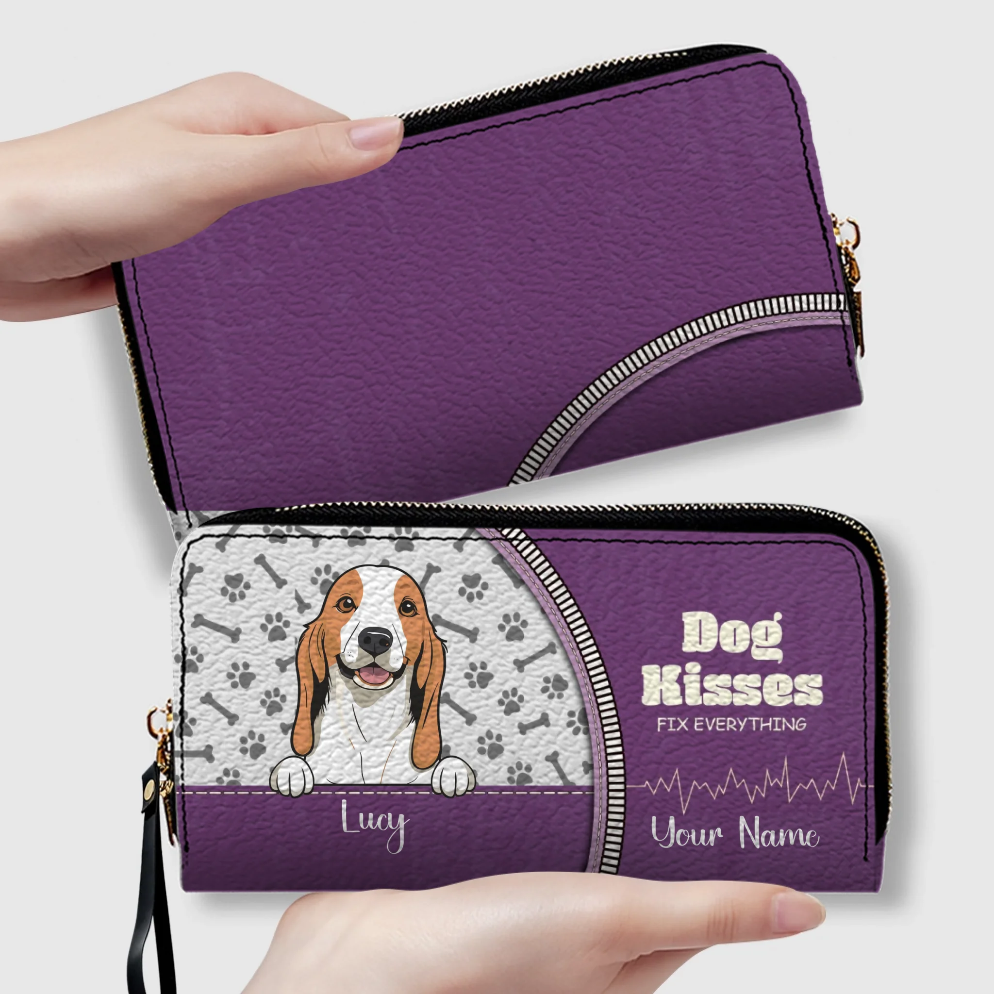 Personalized Dog Wallet – Dog Peeking From Zipper Pocket Wallet For New Dog Moms - 89Prints