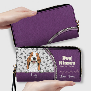 Personalized Dog Wallet – Dog Peeking From Zipper Pocket Wallet For New Dog Moms - 89Prints