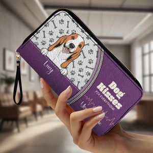 Personalized Dog Wallet – Dog Peeking From Zipper Pocket Wallet For New Dog Moms - 89Prints