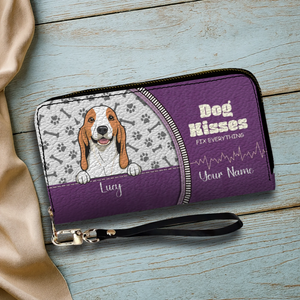Personalized Dog Wallet – Dog Peeking From Zipper Pocket Wallet For New Dog Moms - 89Prints