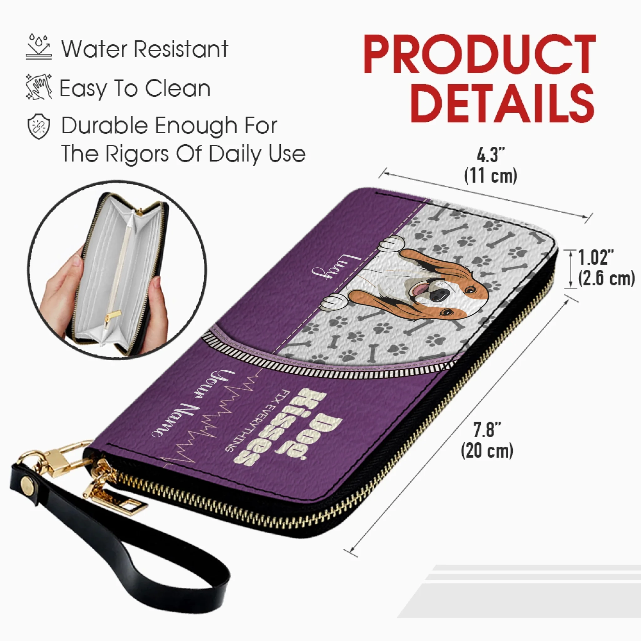 Personalized Dog Wallet – Dog Peeking From Zipper Pocket Wallet For New Dog Moms - 89Prints