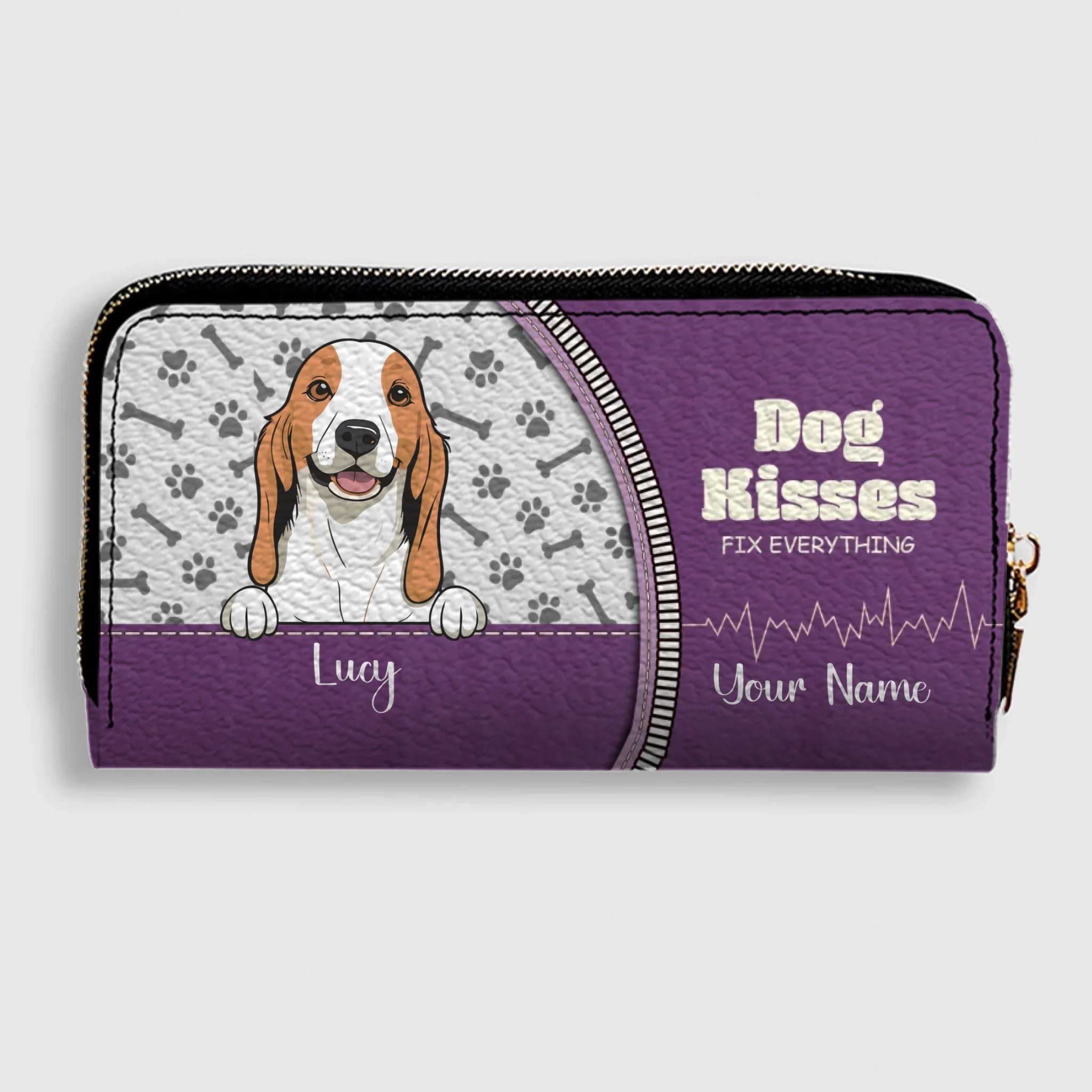 Personalized Dog Wallet – Dog Peeking From Zipper Pocket Wallet For New Dog Moms - 89Prints