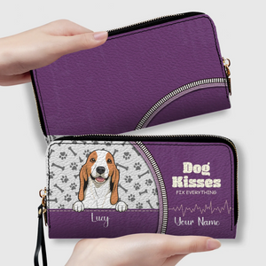 Personalized Dog Wallet – Dog Peeking From Zipper Pocket Wallet For New Dog Moms - 89Prints