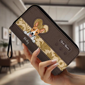 Custom Dog Face Wallet - Vintage Multi Dogs Peeking Design Leather Wallet for Dog Owners - 89Prints