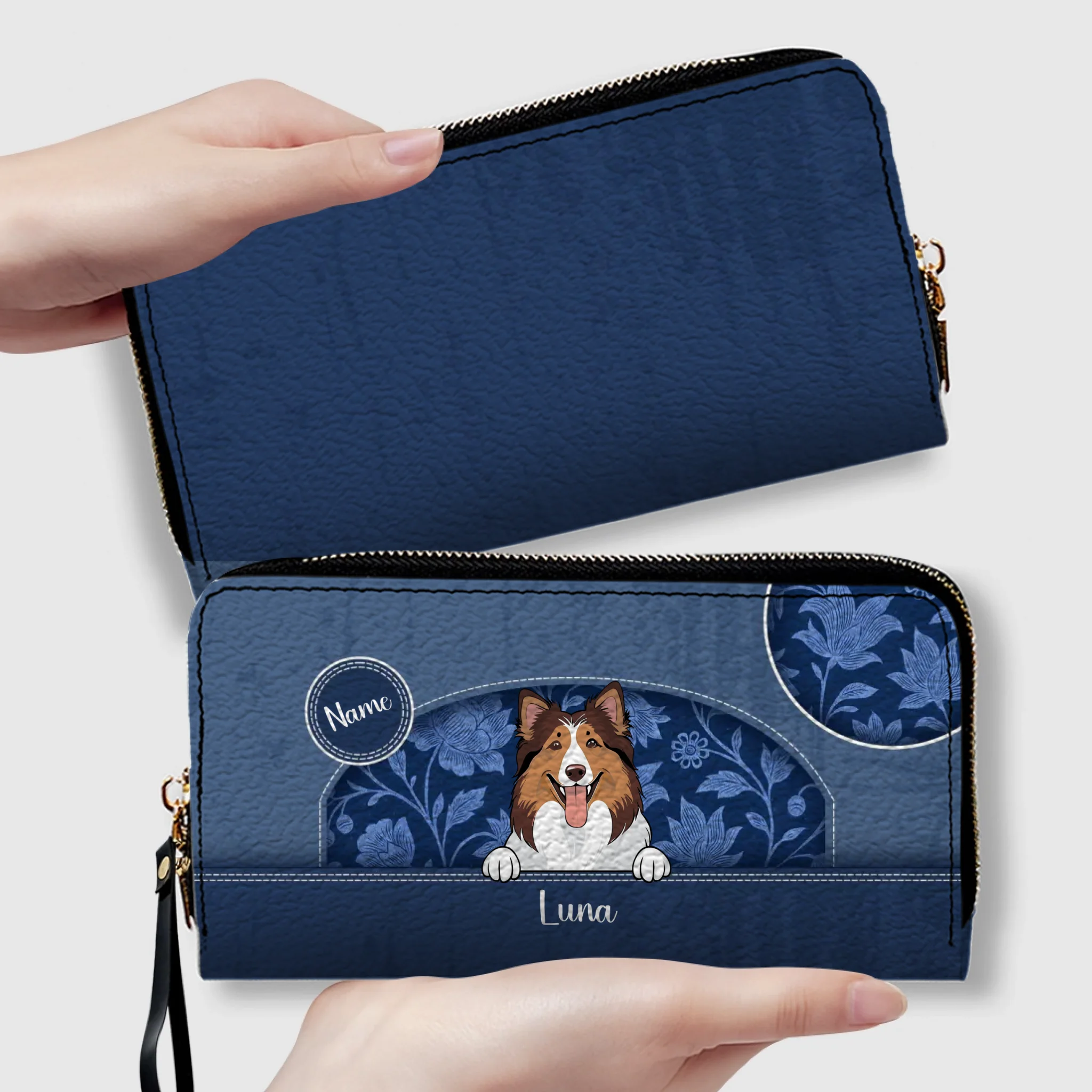 Custom Cute Dog Wallet – Personalized Leather Long Wallet for Dog Lovers - 89Prints