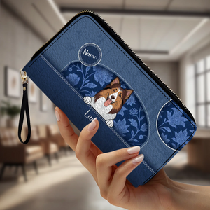 Custom Cute Dog Wallet – Personalized Leather Long Wallet for Dog Lovers - 89Prints