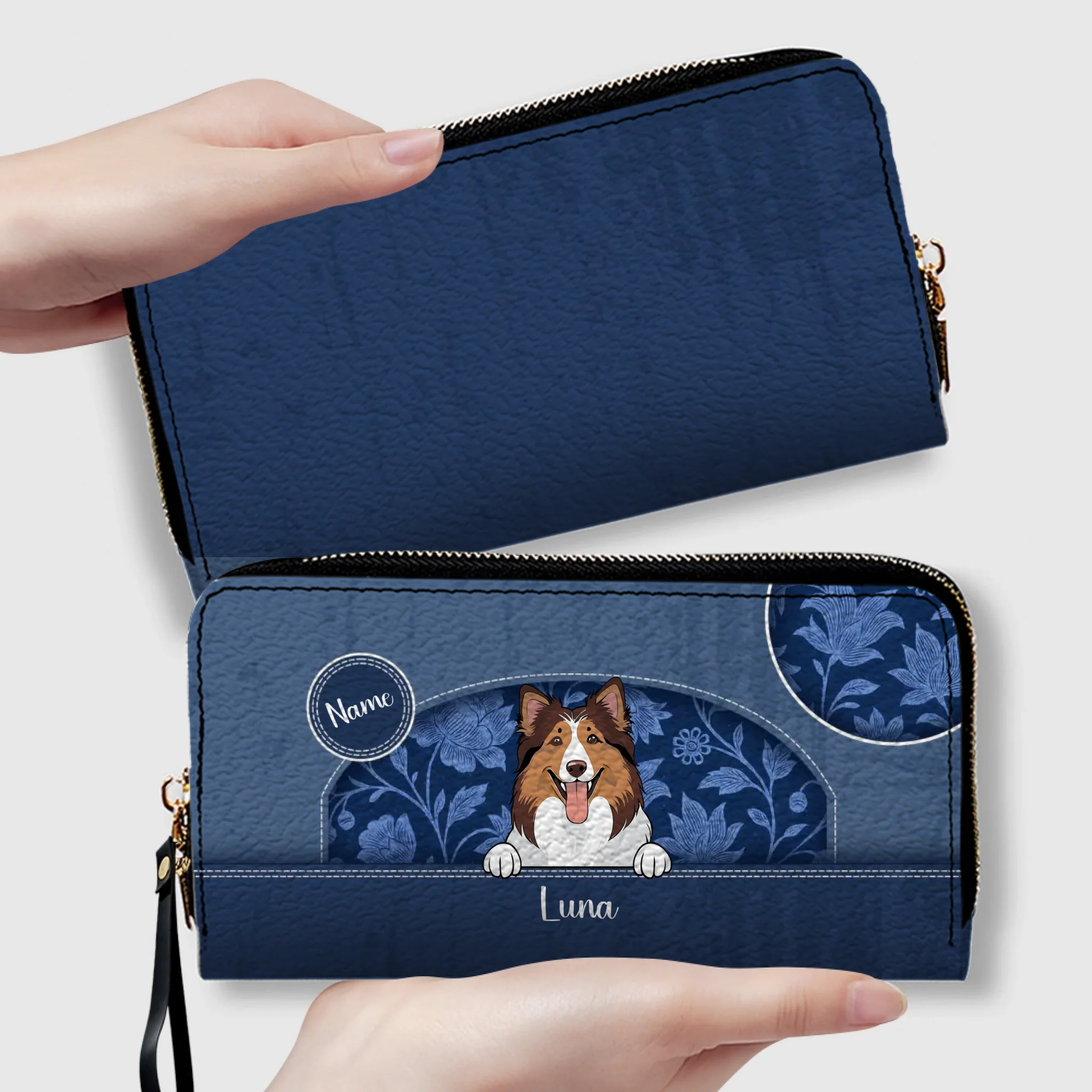 Custom Cute Dog Wallet – Personalized Leather Long Wallet for Dog Lovers - 89Prints