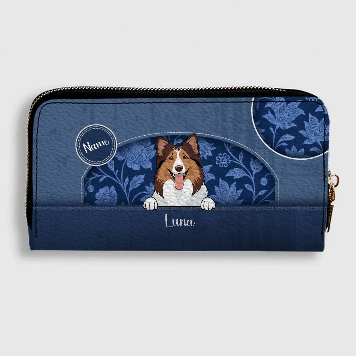 Custom Cute Dog Wallet – Personalized Leather Long Wallet for Dog Lovers - 89Prints