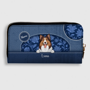 Custom Cute Dog Wallet – Personalized Leather Long Wallet for Dog Lovers - 89Prints