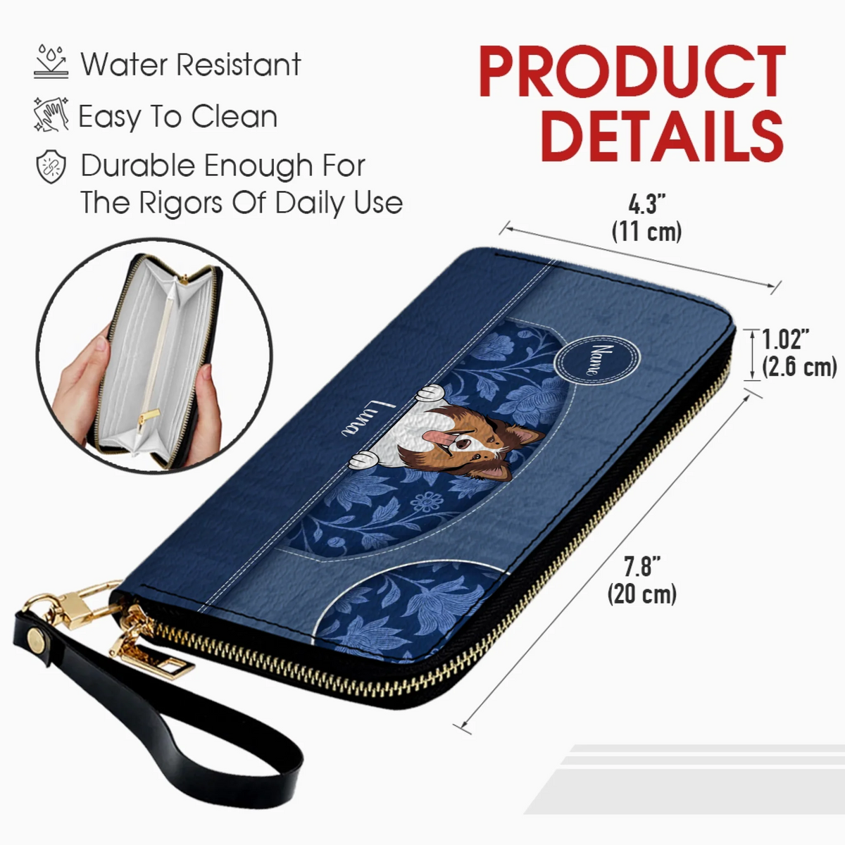 Custom Cute Dog Wallet – Personalized Leather Long Wallet for Dog Lovers - 89Prints