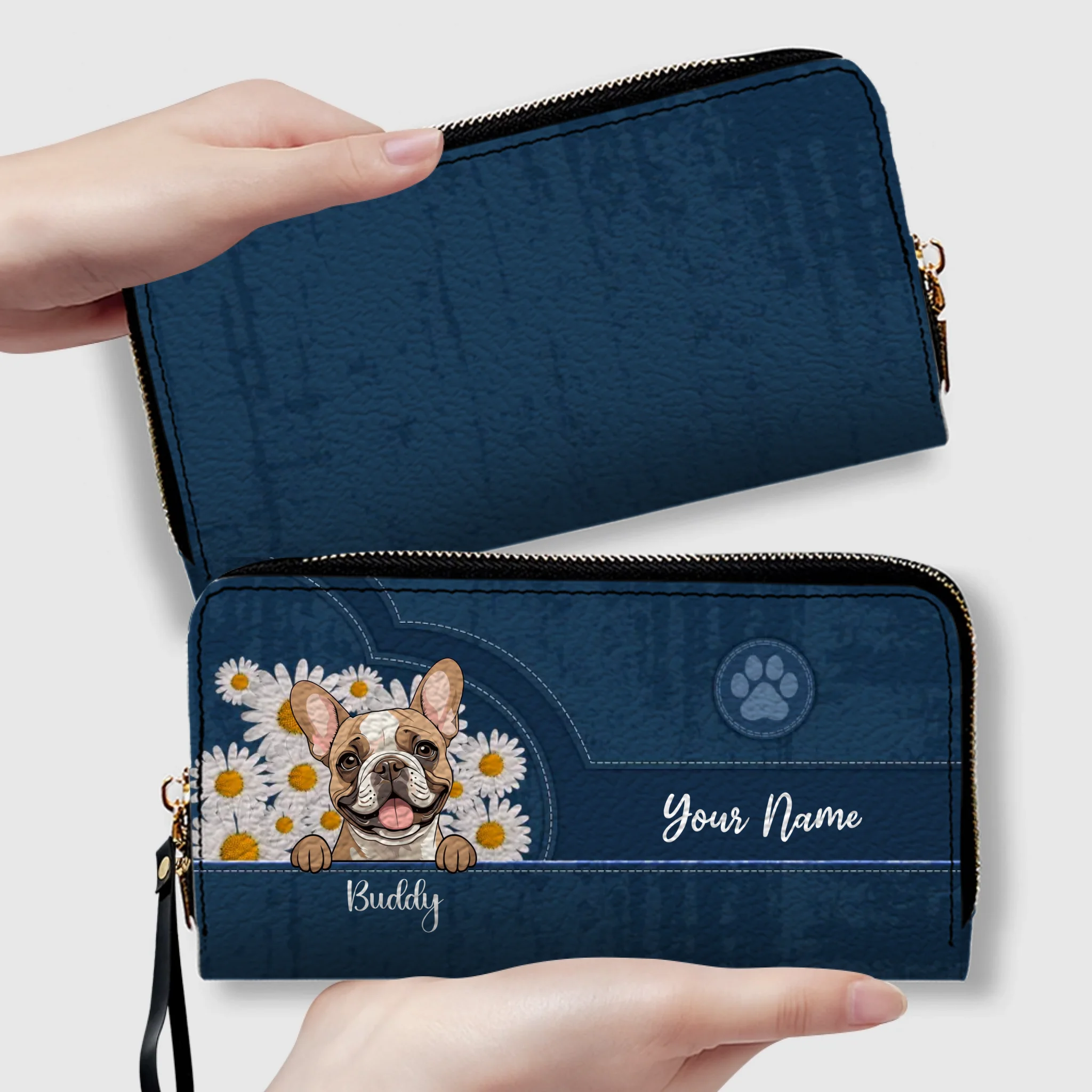 Custom Dog Wallet - Personalized Daisy Flower Pet Wallet for Dog Lovers - 89Prints