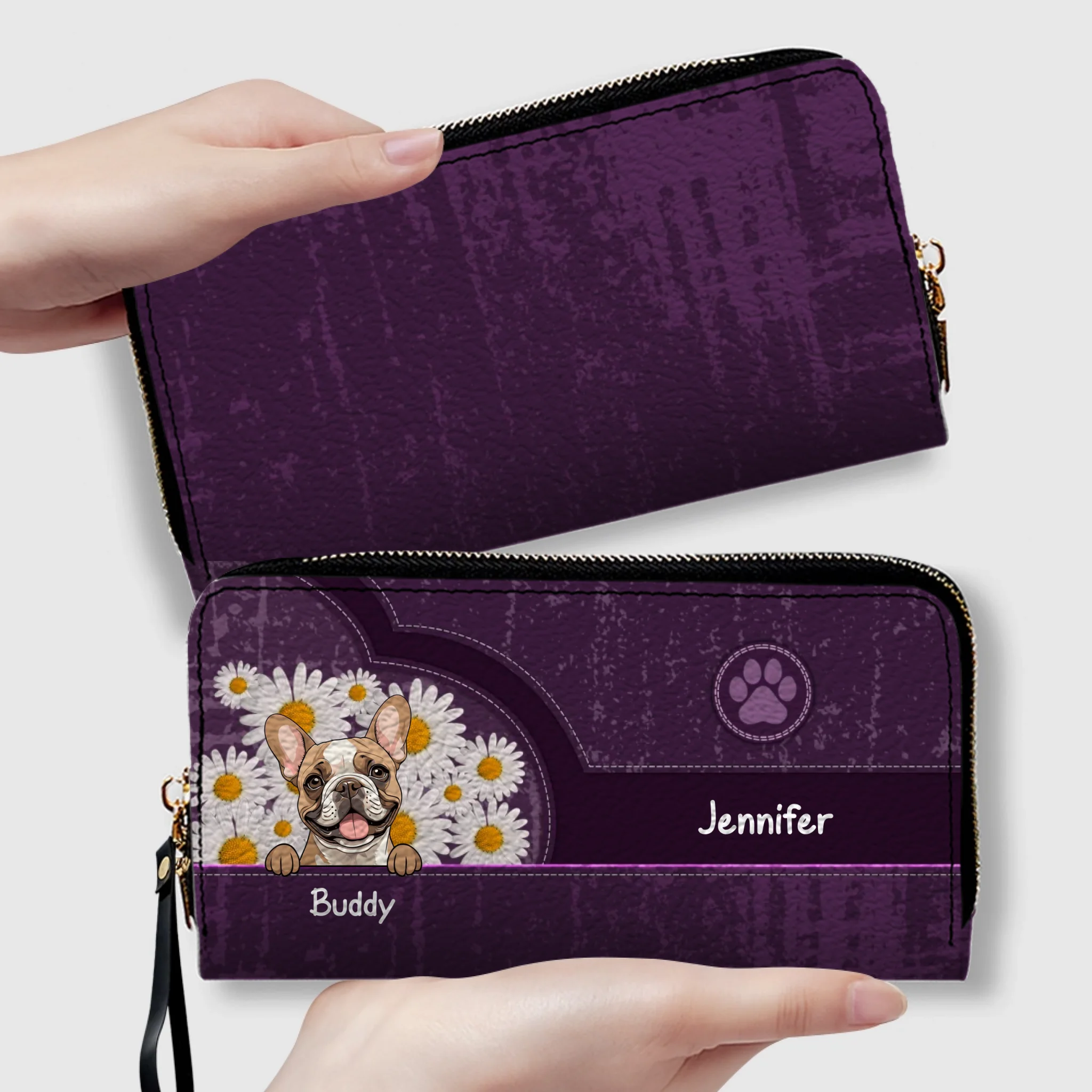 Custom Dog Long Wallet – Dog Lover Gift with Dog Breed & Personalized Names - 89Prints