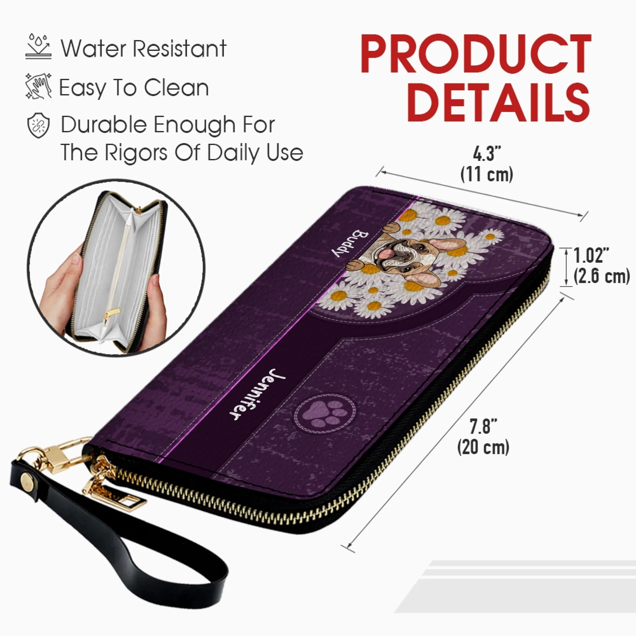 Custom Dog Long Wallet – Dog Lover Gift with Dog Breed & Personalized Names - 89Prints