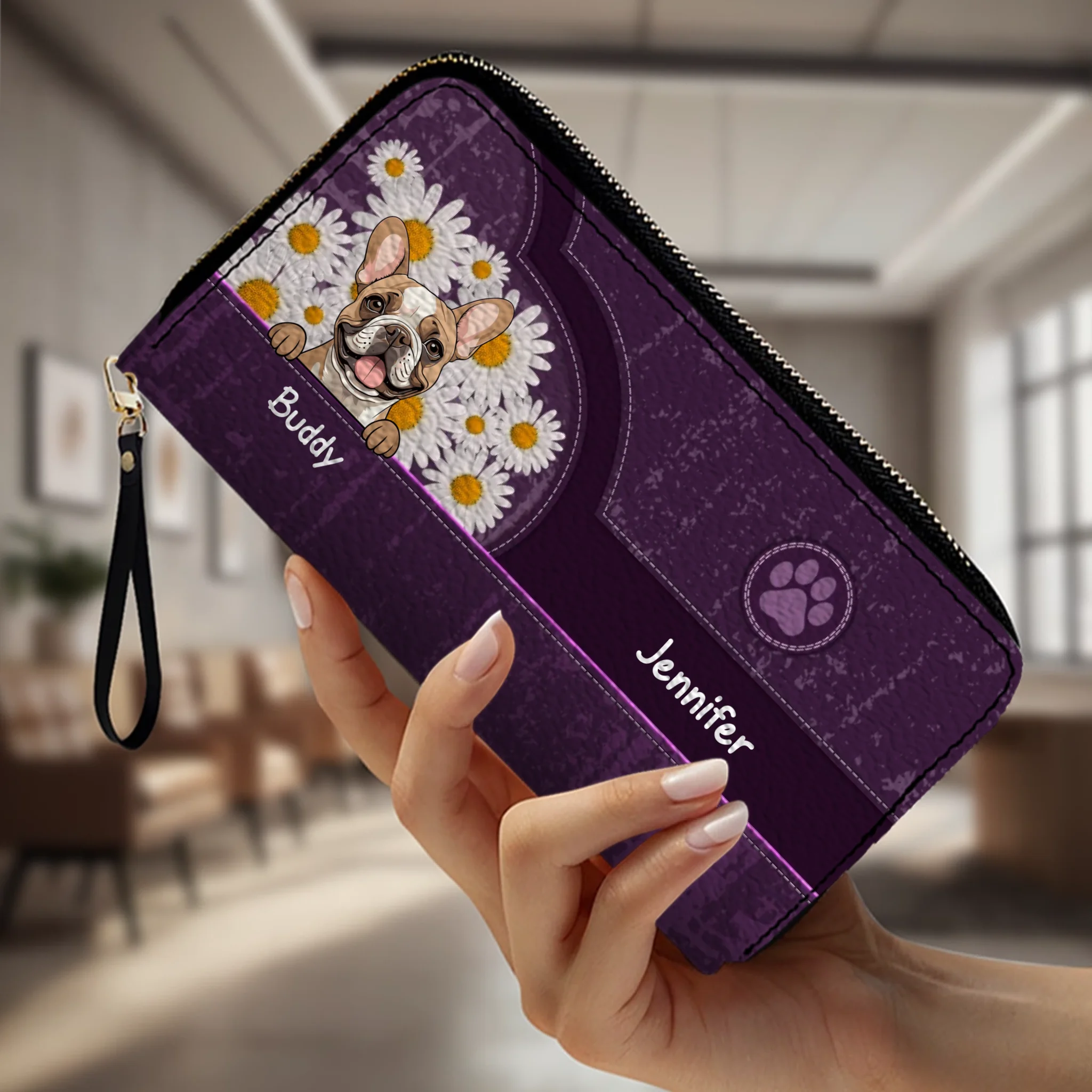 Custom Dog Long Wallet – Dog Lover Gift with Dog Breed & Personalized Names - 89Prints