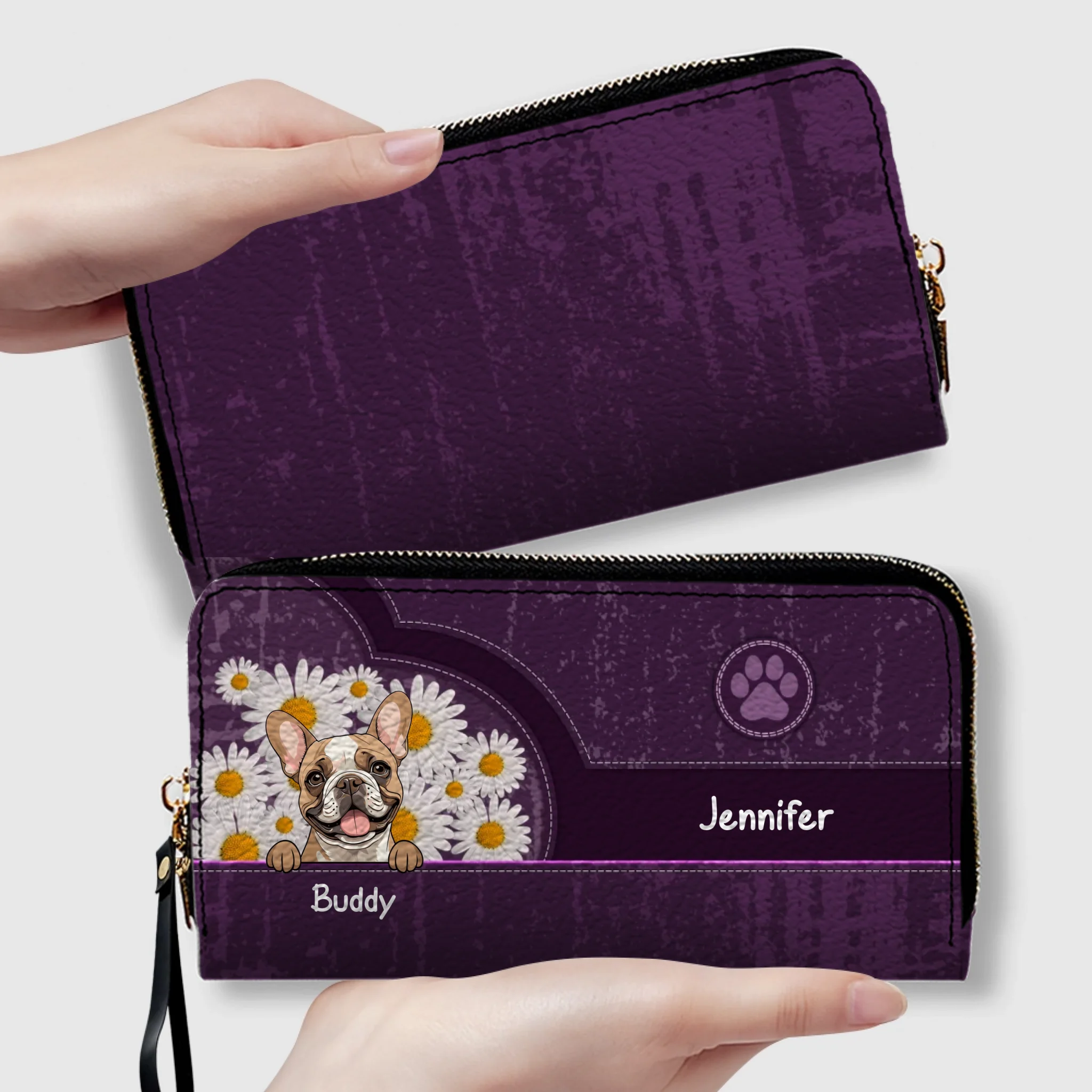 Custom Dog Long Wallet – Dog Lover Gift with Dog Breed & Personalized Names - 89Prints
