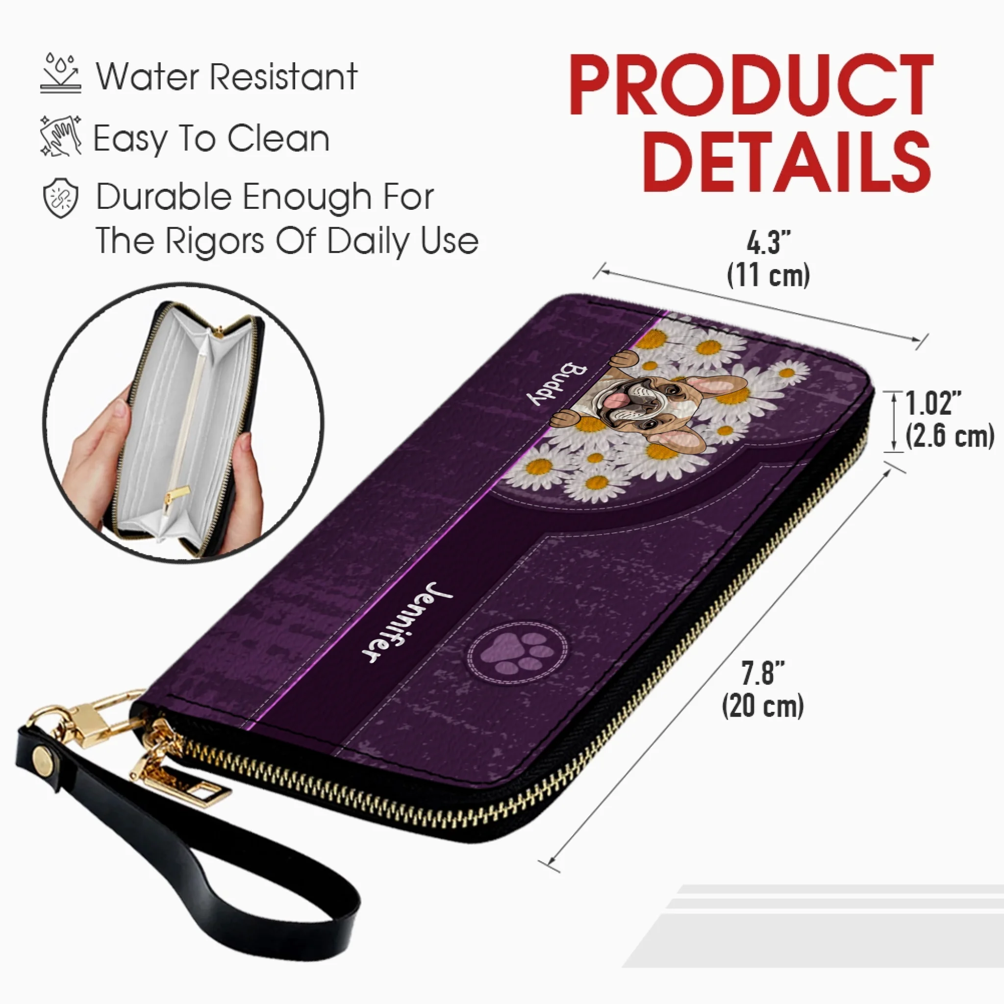Custom Dog Long Wallet – Dog Lover Gift with Dog Breed & Personalized Names - 89Prints