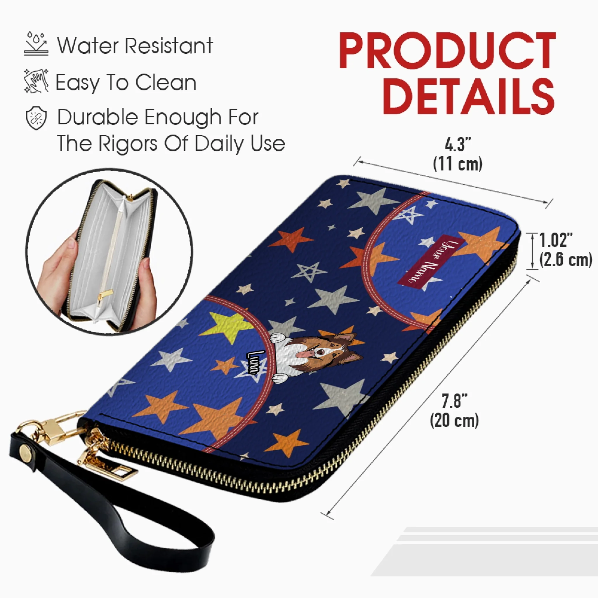 Personalized Gift For Pet Lovers – Star Pattern Dog & Cat Wallet | 89Prints