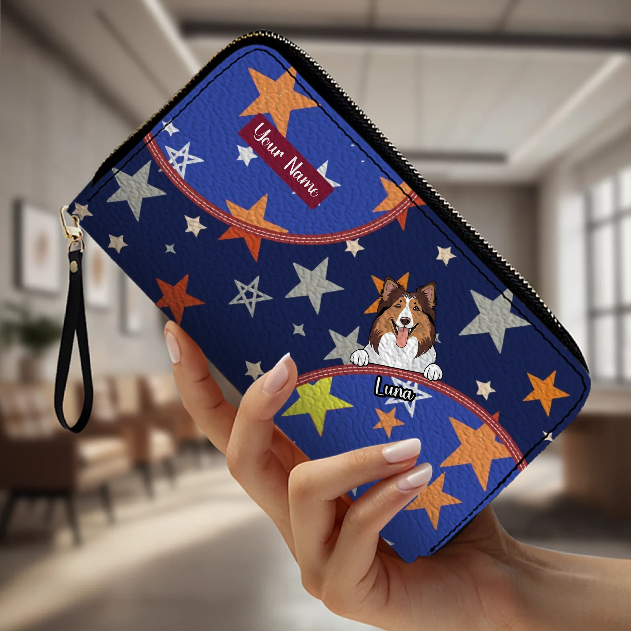 Personalized Gift For Pet Lovers – Star Pattern Dog & Cat Wallet | 89Prints