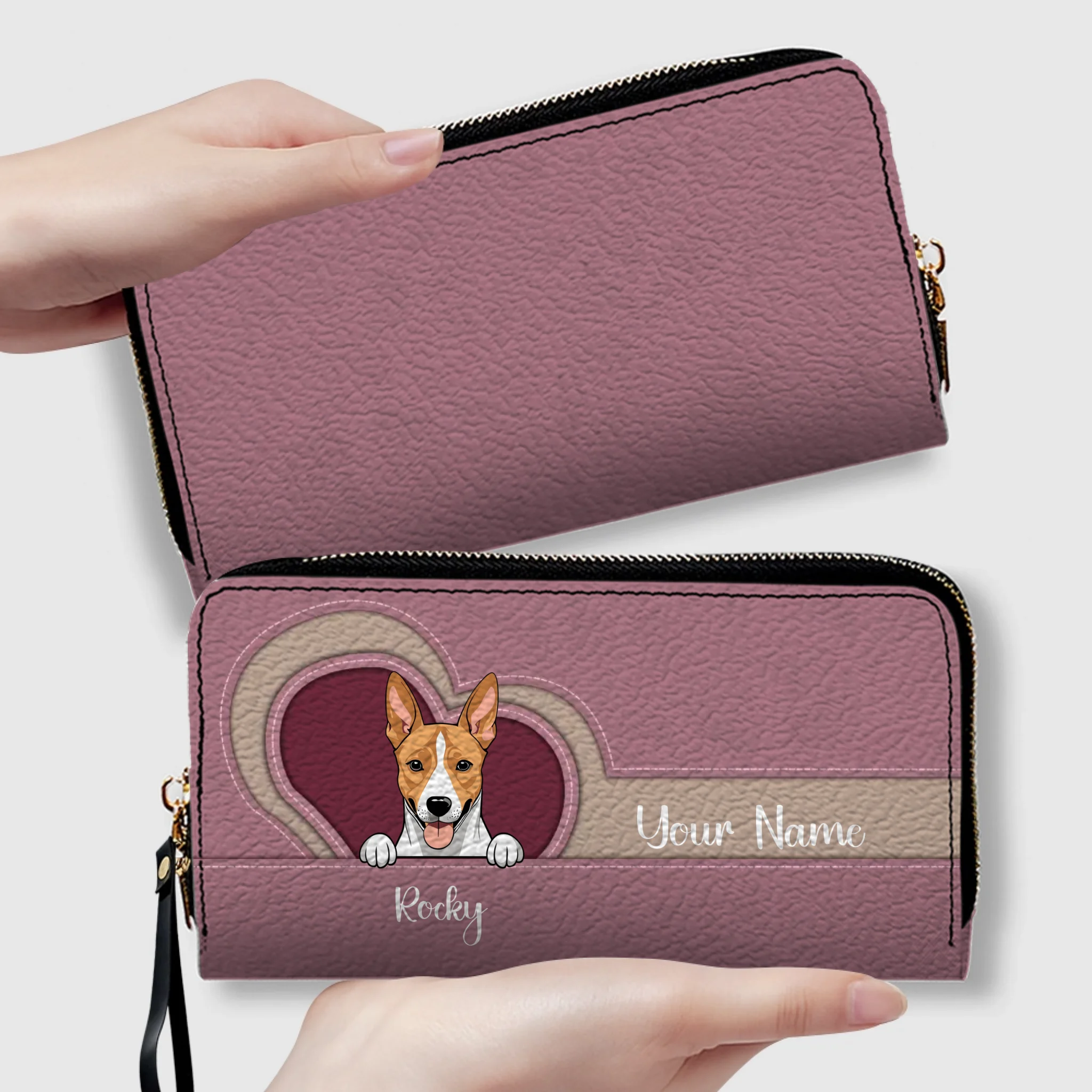 Custom Long Wallet – 1–2 Dogs Design, Basic Pattern Wallet Gift for Dog Lovers - 89Prints