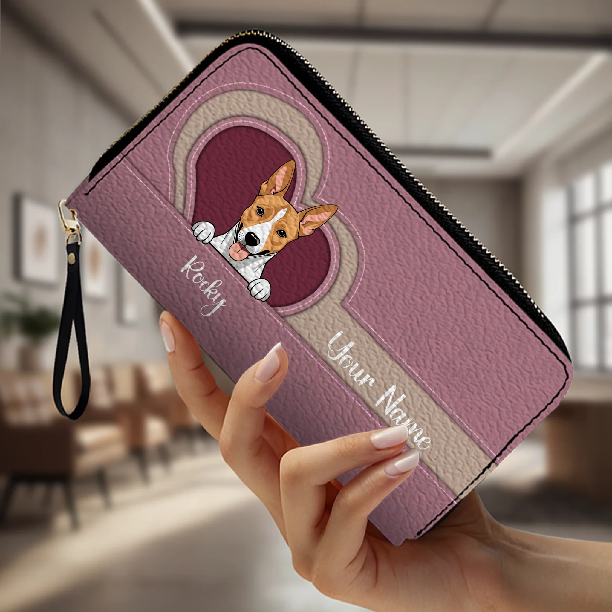 Custom Long Wallet – 1–2 Dogs Design, Basic Pattern Wallet Gift for Dog Lovers - 89Prints
