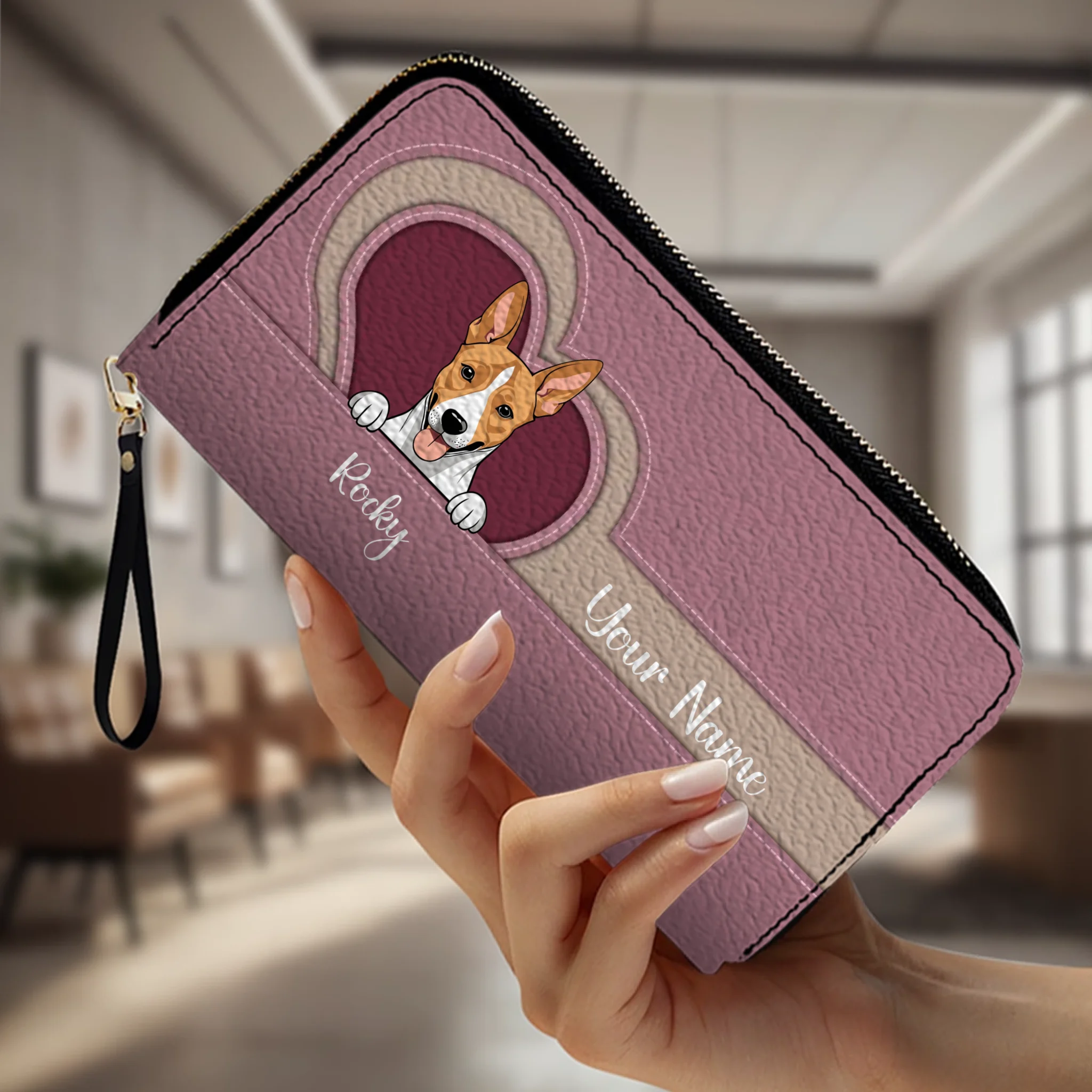 Custom Long Wallet – 1–2 Dogs Design, Basic Pattern Wallet Gift for Dog Lovers - 89Prints