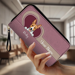 Custom Long Wallet – 1–2 Dogs Design, Basic Pattern Wallet Gift for Dog Lovers - 89Prints