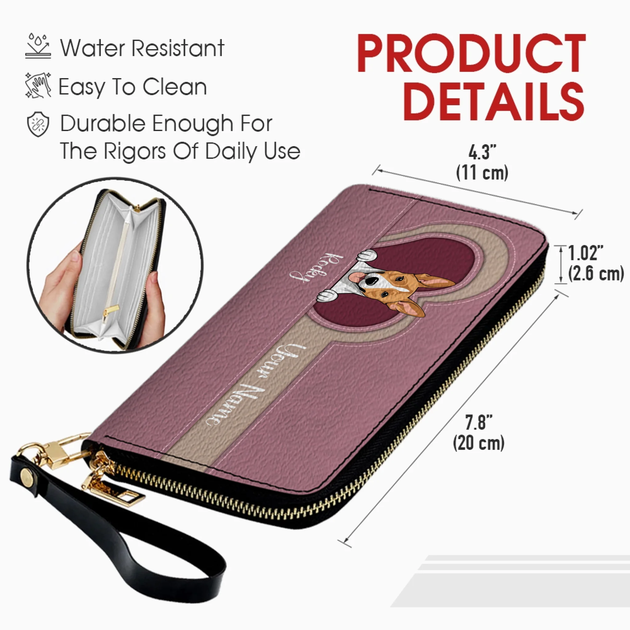 Custom Long Wallet – 1–2 Dogs Design, Basic Pattern Wallet Gift for Dog Lovers - 89Prints