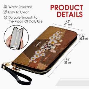 Custom Leather Wallet - Tailored with Dog Art and Daisy Accents For Dog Owners - 89Prints