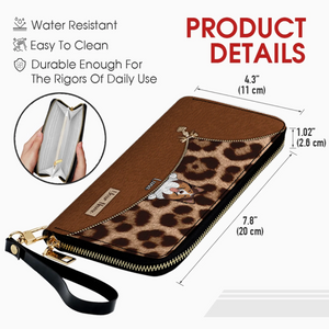 Custom Dog Print Leopard Print Personalized Wallet – Personalize 1–3 Cute and Smart Dogs | Long Leather Wallet Gift for Dog Lovers | 89Prints