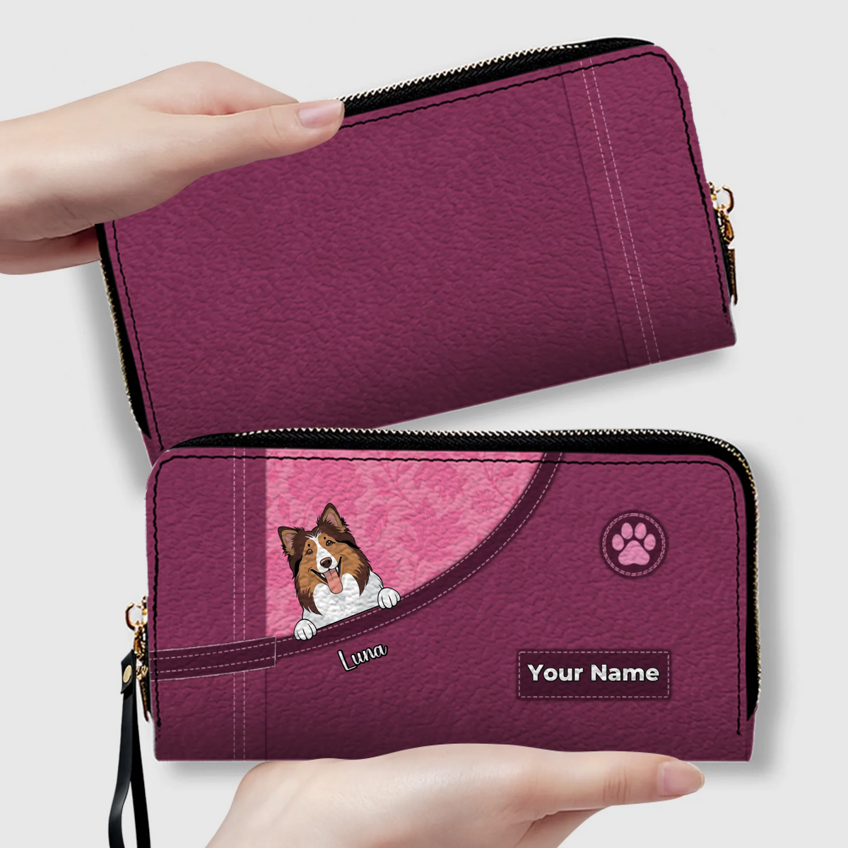 Custom Dog Long Wallet – Simple Colorful Backgrounds For Dog Mom - 89Prints