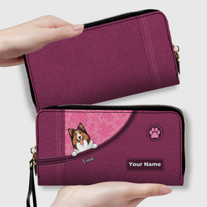 Custom Dog Long Wallet – Simple Colorful Backgrounds For Dog Mom - 89Prints