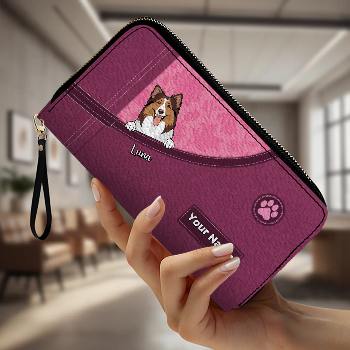 Custom Dog Long Wallet – Simple Colorful Backgrounds For Dog Mom - 89Prints
