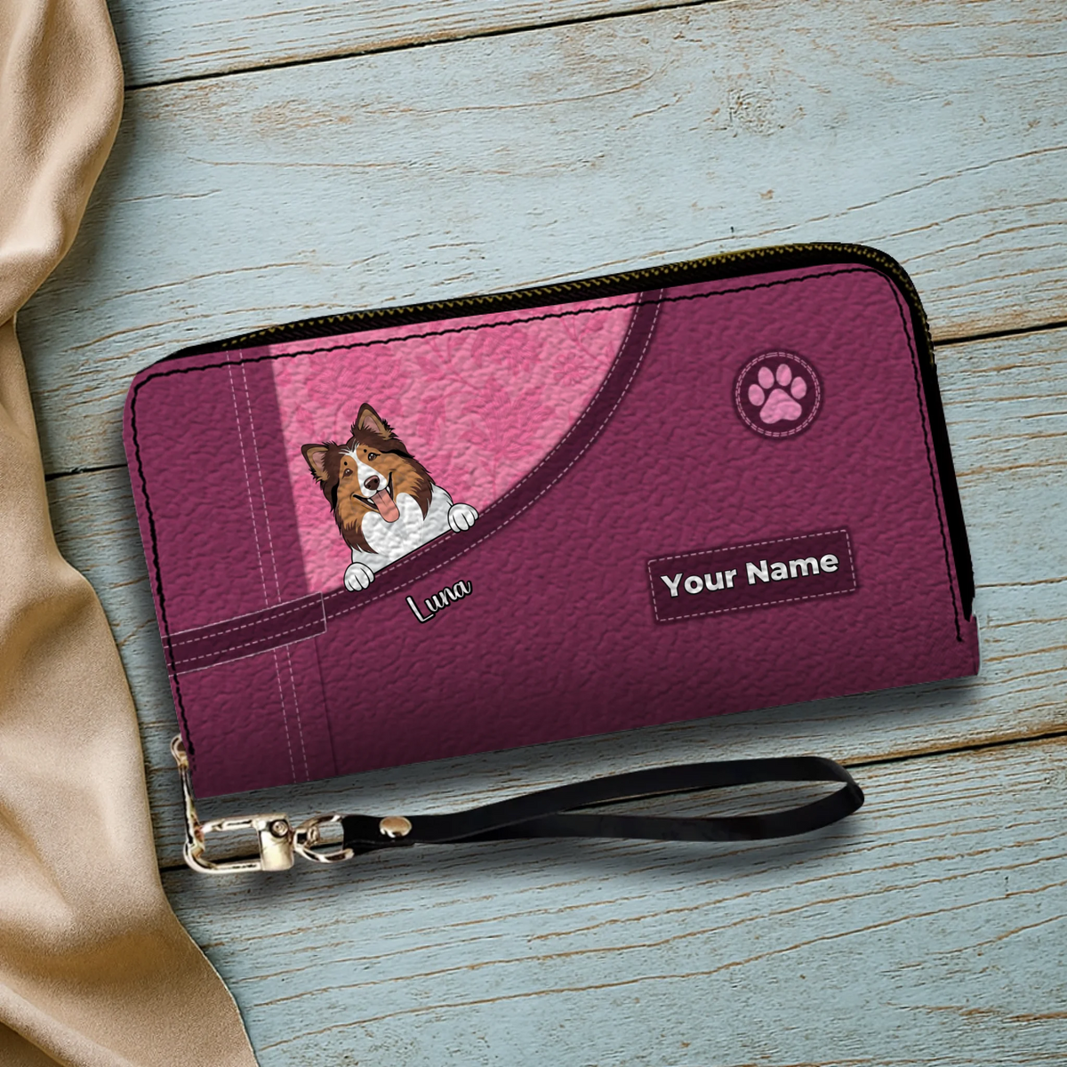 Custom Dog Long Wallet – Simple Colorful Backgrounds For Dog Mom - 89Prints