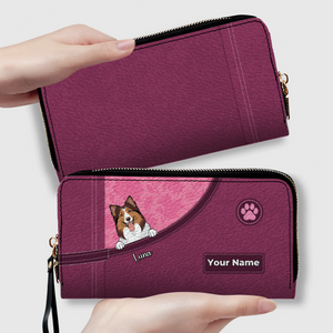 Custom Dog Long Wallet – Simple Colorful Backgrounds For Dog Mom - 89Prints