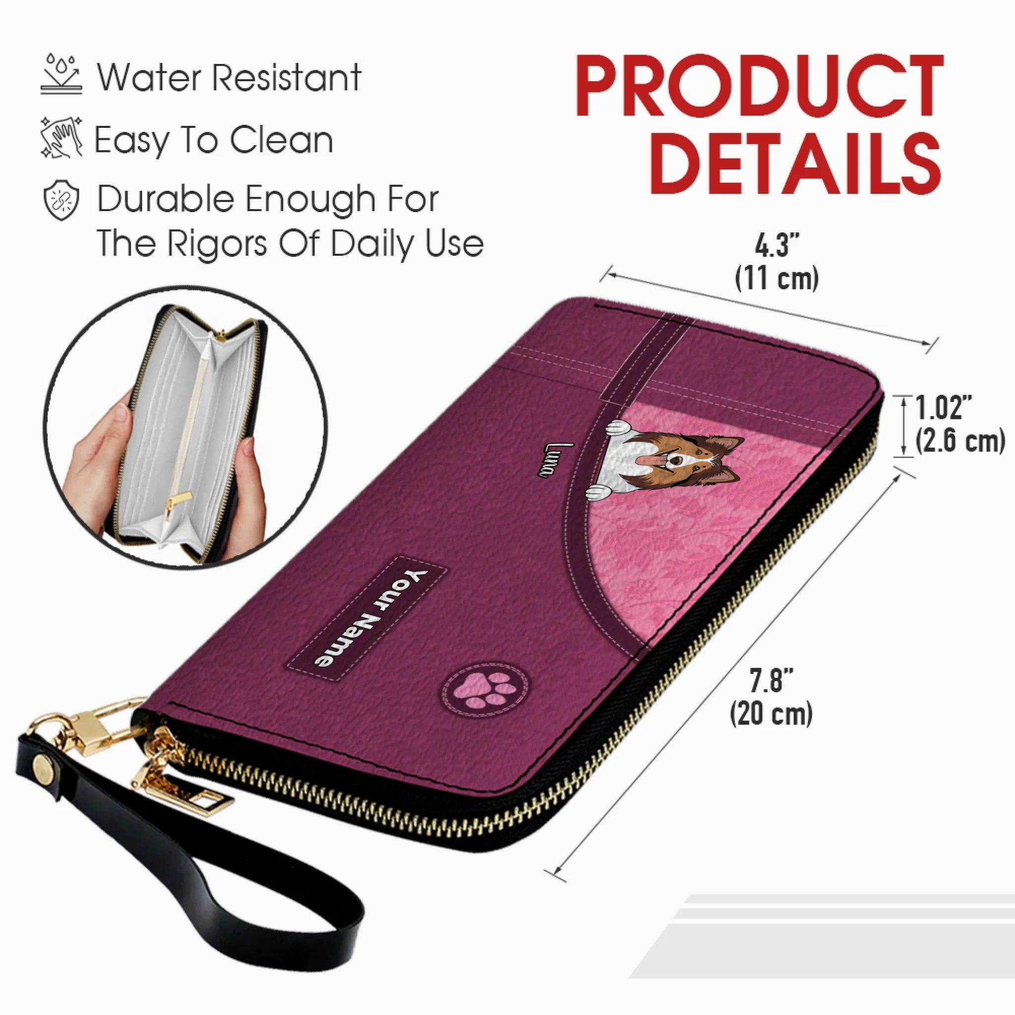 Custom Dog Long Wallet – Simple Colorful Backgrounds For Dog Mom - 89Prints