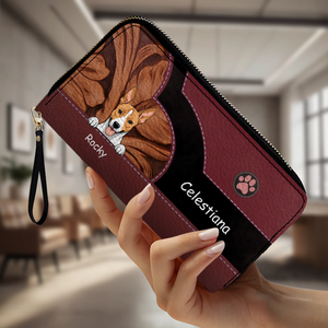 Custom Pet Leather Wallet With Name And Breed Dog & Cat In Various Colors - 89Prints