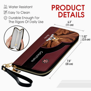 Custom Pet Leather Wallet With Name And Breed Dog & Cat In Various Colors - 89Prints