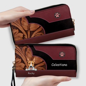 Custom Pet Leather Wallet With Name And Breed Dog & Cat In Various Colors - 89Prints