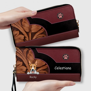 Custom Pet Leather Wallet With Name And Breed Dog & Cat In Various Colors - 89Prints