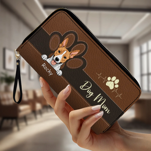 Personalized Dog Mom Leather Wallet With Pet Names & Breeds – Colorful Custom Gift - 89Prints