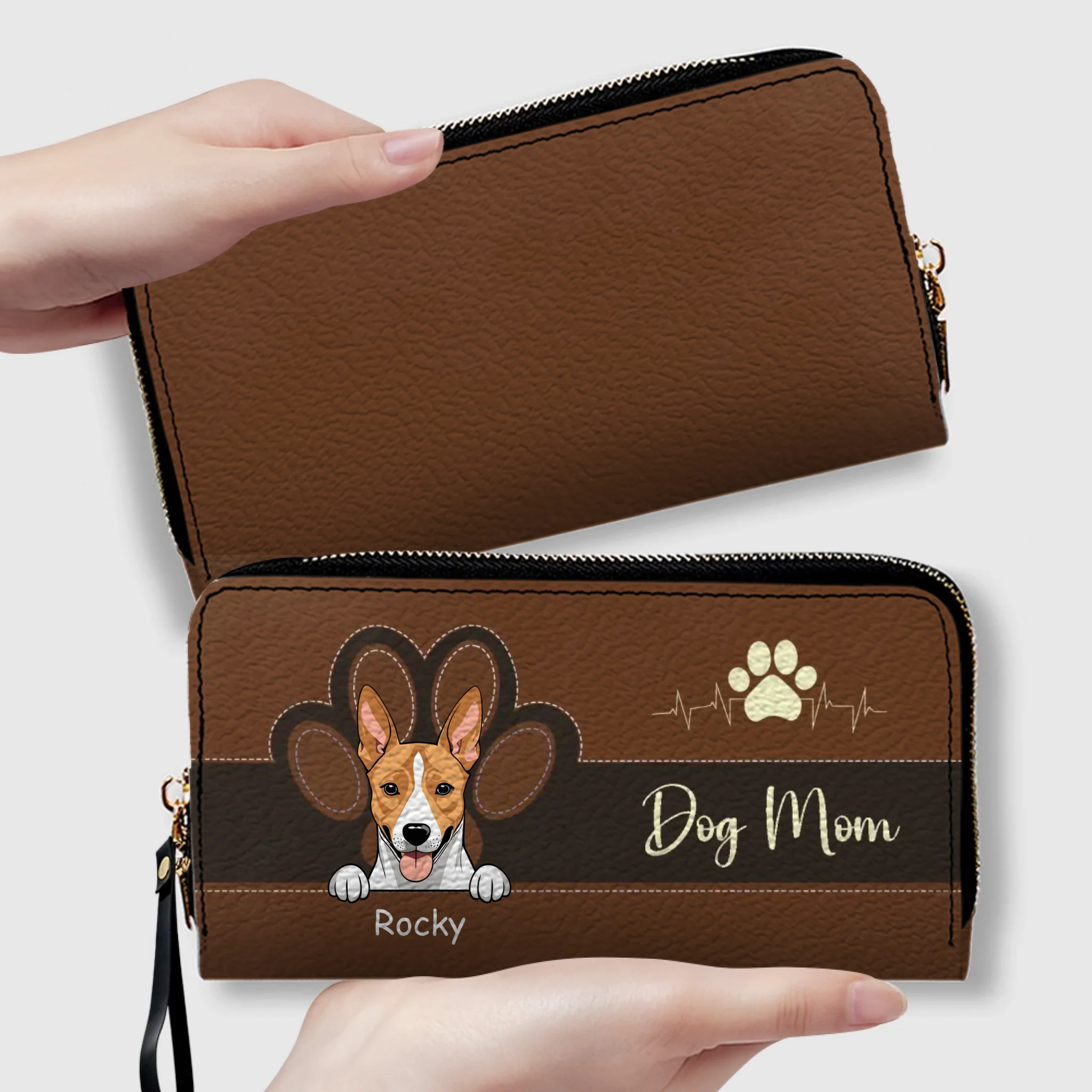 Personalized Dog Mom Leather Wallet With Pet Names & Breeds – Colorful Custom Gift - 89Prints