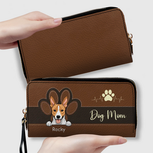 Personalized Dog Mom Leather Wallet With Pet Names & Breeds – Colorful Custom Gift - 89Prints