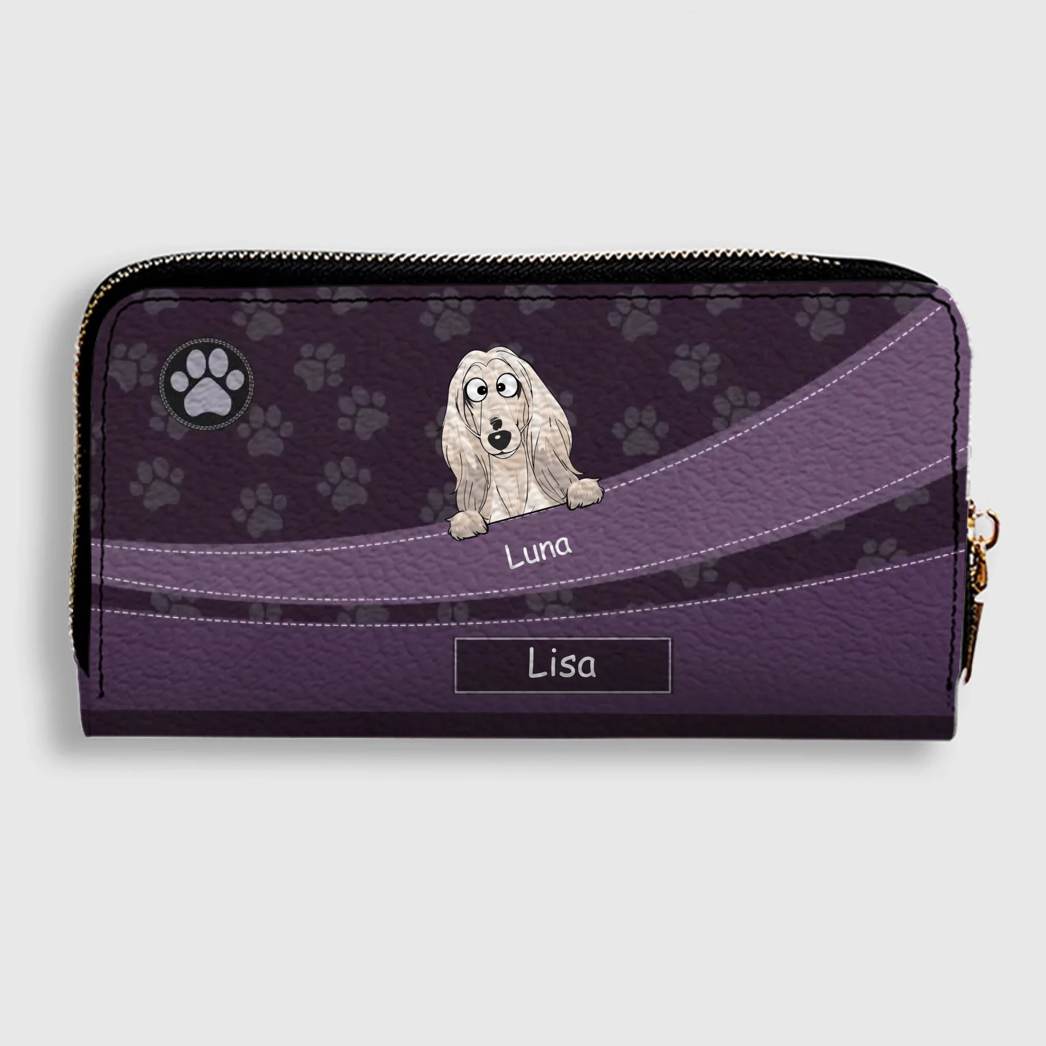 Personalized Leather Wallet With Dogs Names & Breeds – Custom Leather Gift With A Variety Of Color Options - 89Prints