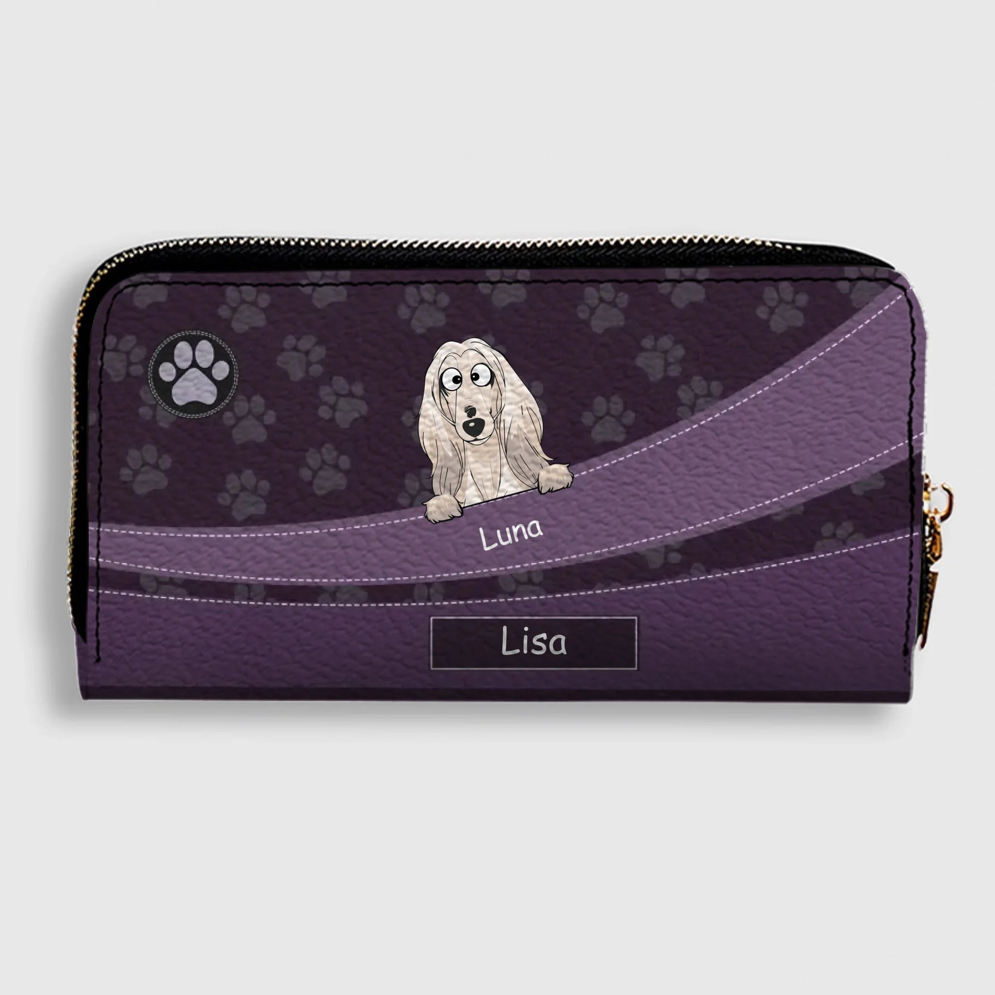 Personalized Leather Wallet With Dogs Names & Breeds – Custom Leather Gift With A Variety Of Color Options - 89Prints