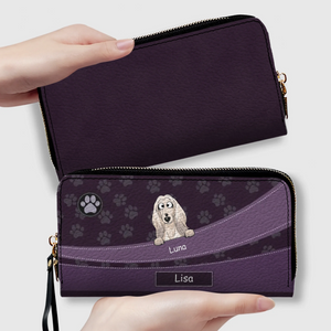 Personalized Leather Wallet With Dogs Names & Breeds – Custom Leather Gift With A Variety Of Color Options - 89Prints