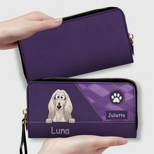 Personalized Pet Portrait Zip-Around Wallet - Custom Name Leather Clutch - 89Prints