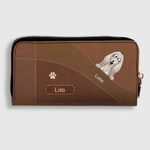 Personalized Dog Leather Wallet With Multiple Dogs Names, Color Options, Cute Cartoon Pets & Text - 89Prints