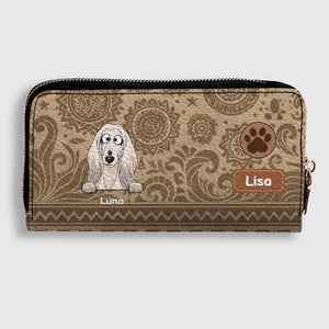 Custom Tribal Dog Leather Wallet - Personalized Pet Name & Breed - 89Prints