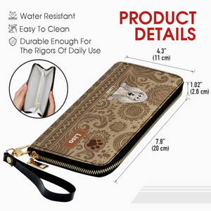 Custom Tribal Dog Leather Wallet - Personalized Pet Name & Breed - 89Prints