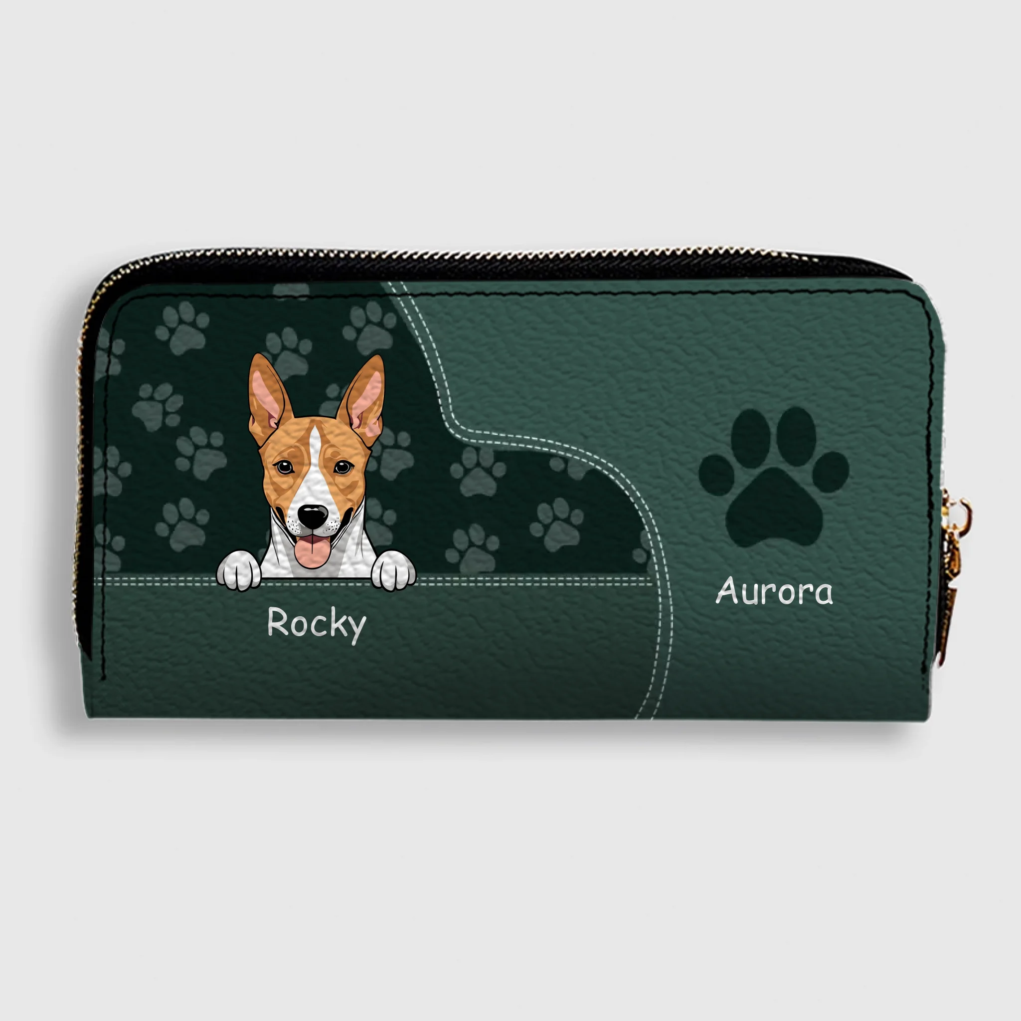 Customized Leather Pet Wallet With Engraved Name And Breed (Dog/Cat), Multiple Colors & Pet Paw Prints - 89Prints